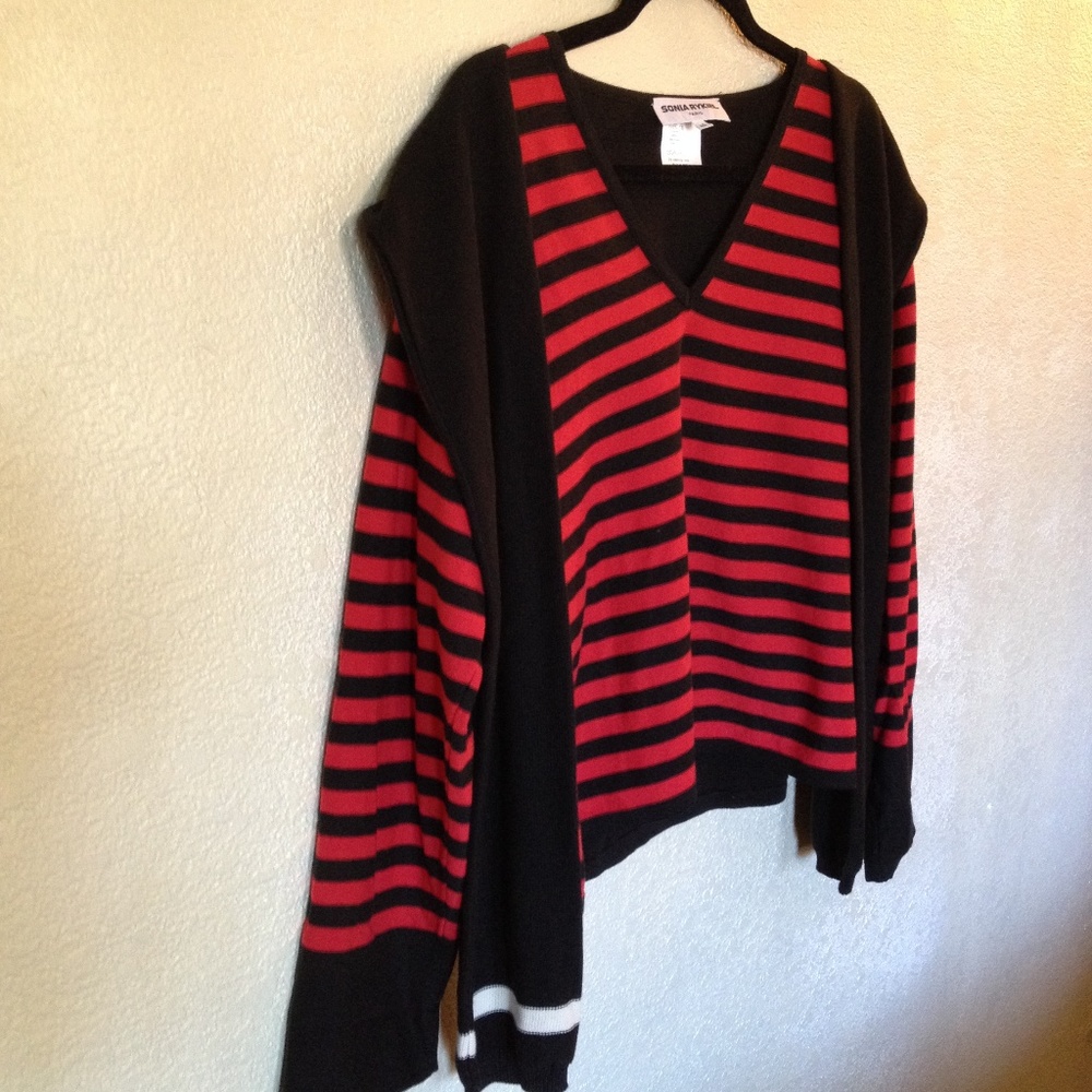 Sonia Rykiel V Neck Sweater 100% Cotton Italy - Picture 2 of 4